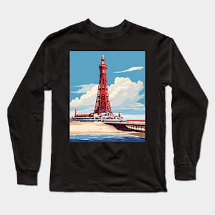 Blackpool Tower Lancashire West Bretton United Kingdom Vintage Travel Tourism Art Long Sleeve T-Shirt